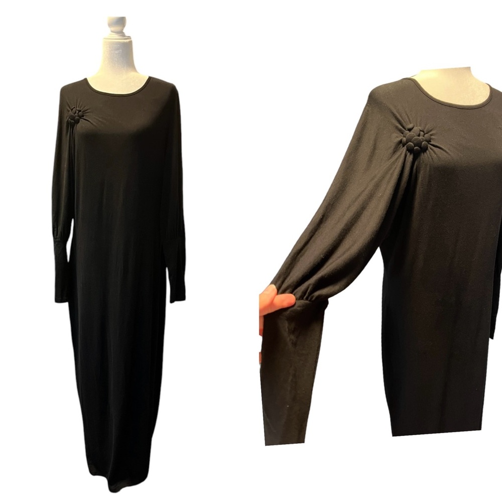 Newport News Women's Black Dolman Long‎ Sleeve Maxi Dress Sz XL